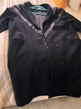 Women's Vintage Peacoat with leather trim